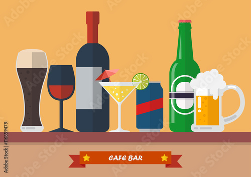 Set of drink bar flat icon
