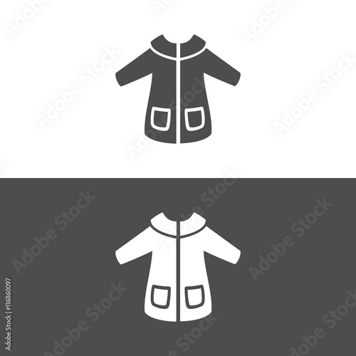 Icono de un abrigo sobre fondos blanco y negro