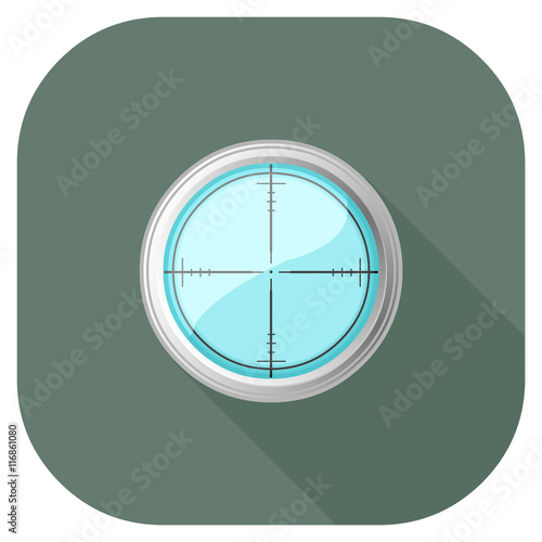 A vector illustration of a Sniper Sight flat icon design. 
Sniper Crosshair Internet Icon Concept - Reticle Scope Symbol.