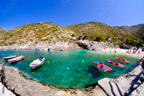 Porto Vromi Bay Zakynthos panorama. Touristic attraction because