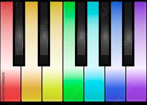 Multicolored Piano Keys. One octave. Vector illustration