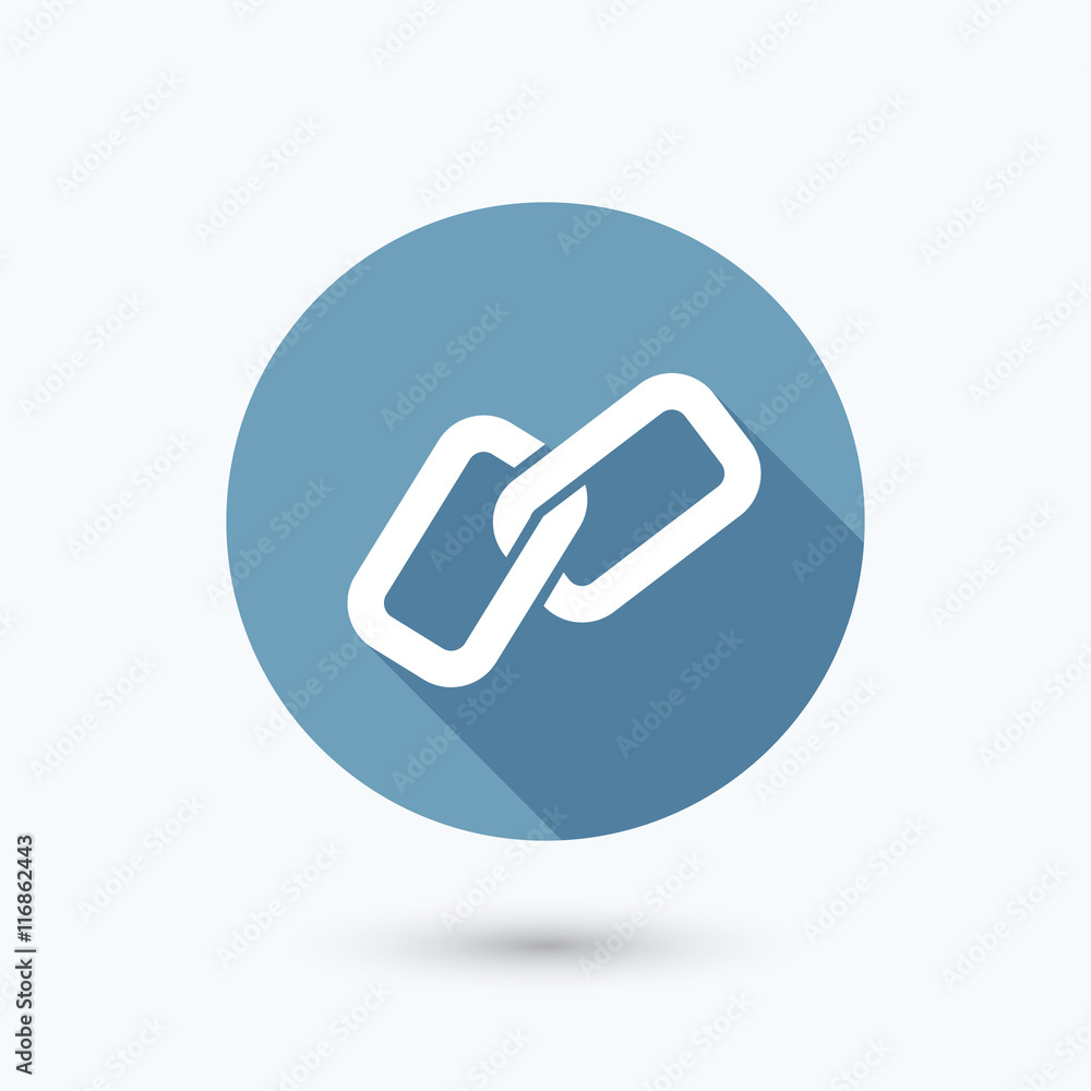 Link flat icon with long shadow. Isolated on white background. Vector illustration, eps 10. Link flat icon with long shadow. Isolated on white background. Vector illustration, eps 10.