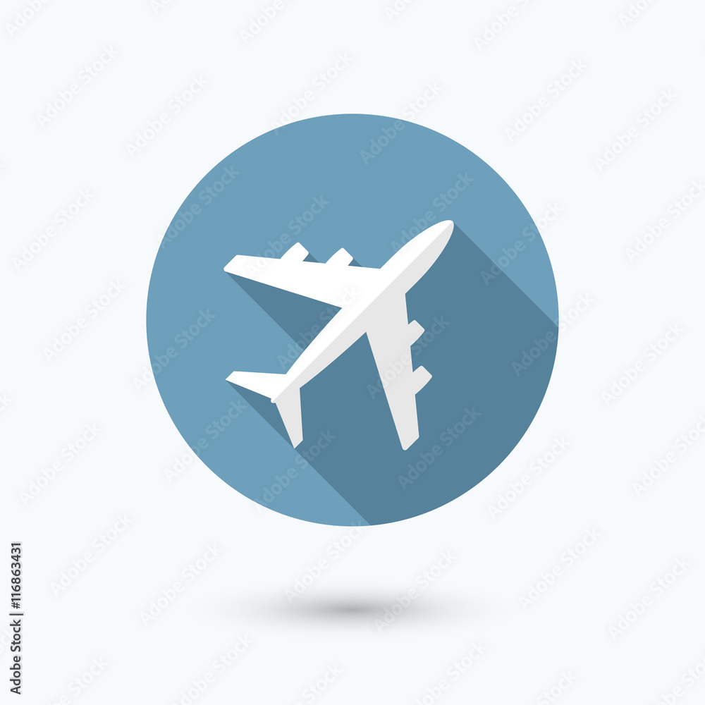 Airplane flat icon. Isolated on white background. Vector illustration, eps 10.