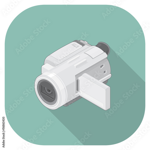 A vector illustration of a Camcorder flat icon design.
Video Camera Concept - Mini Camcorder symbol icon.