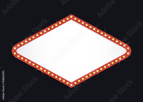 Glowing cinema signboard with light bulbs on the contour. Isolated on black background. Vector illustration, eps 10.