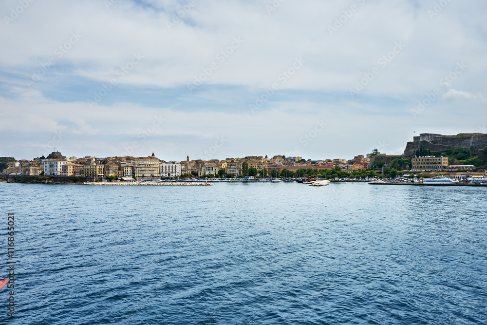 Obraz premium Corfu old town on the coast of the Corfu Island in the Ionian se