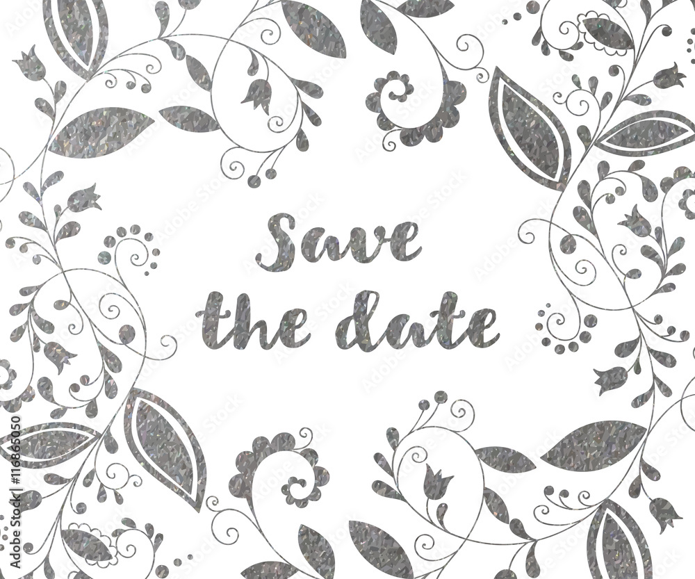 Silver greeting or save the date card