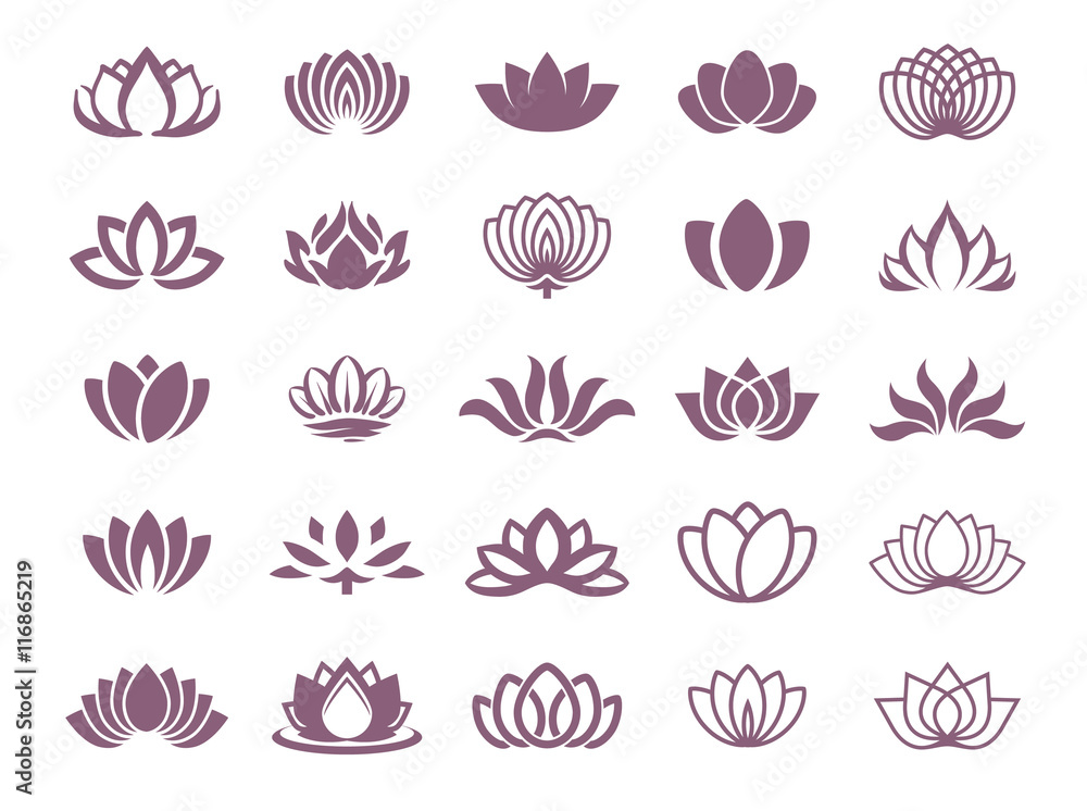 Fototapeta premium Zestaw ikon ilustracja symbol lotosu