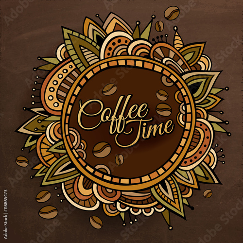 Coffee time decorative border label design