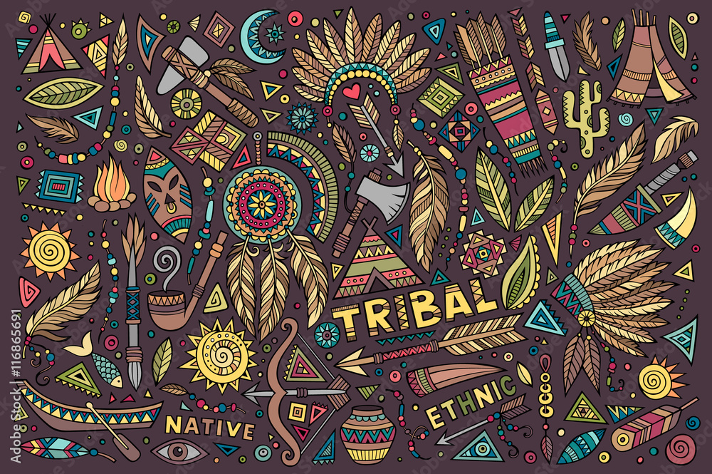 Obraz premium Tribal native set of symbols