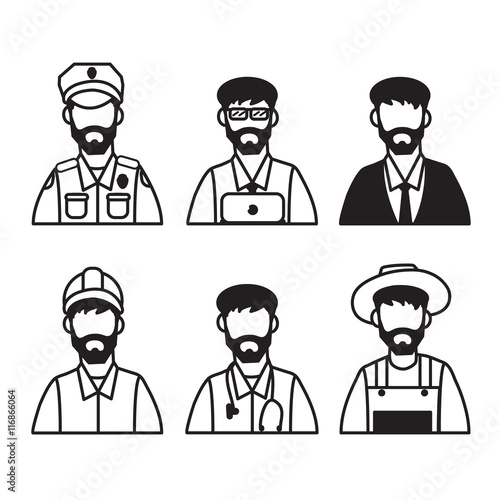 Men worker line set easy design.