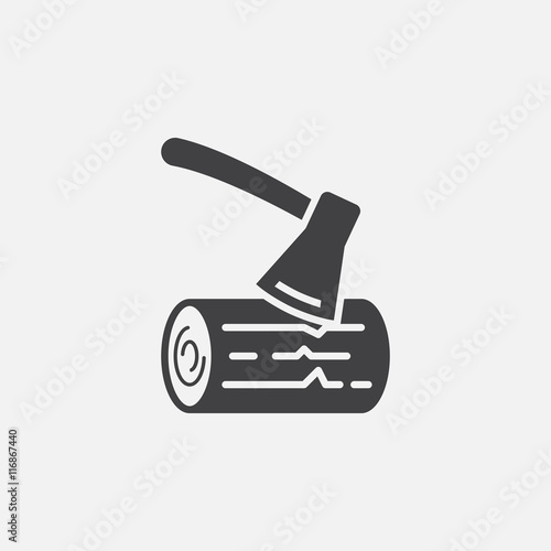 ax and wood icon vector, solid logo illustration, pictogram isolated on white