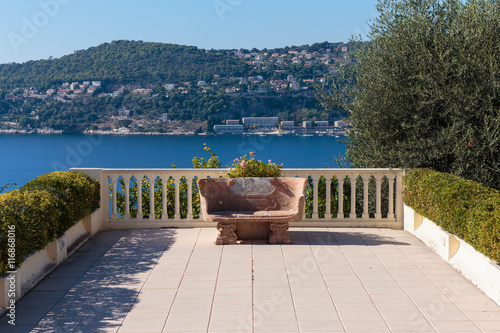 Stone bench on the Mediterranean terrace © arbalest