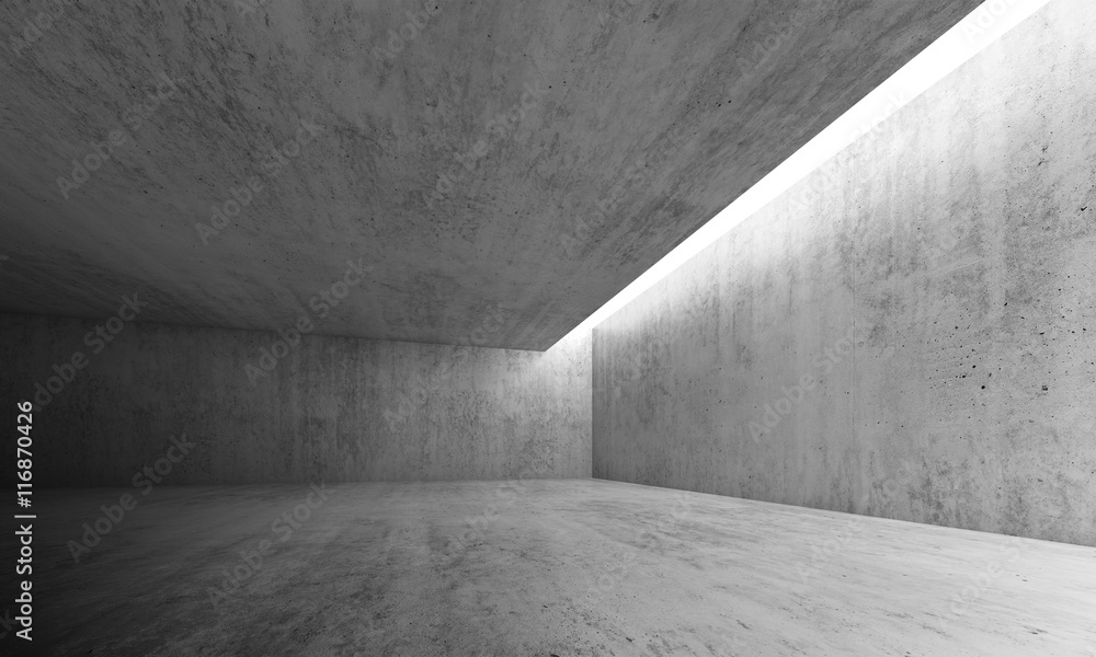 Fototapeta Pusty pokój betonu z oświetleniem w suficie
