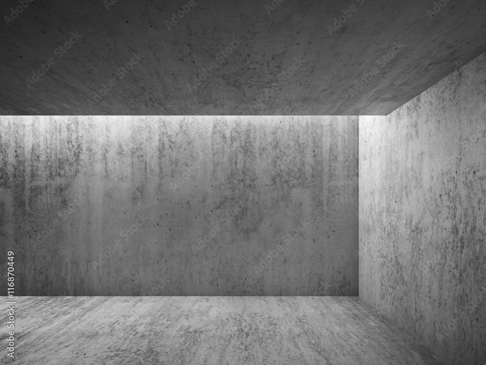 3d empty dark room with concrete walls 3d empty dark room with concrete walls