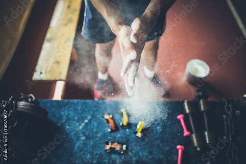Fotografie Man doing workout in the gym and resting