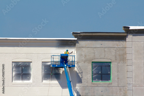Spray painting office building