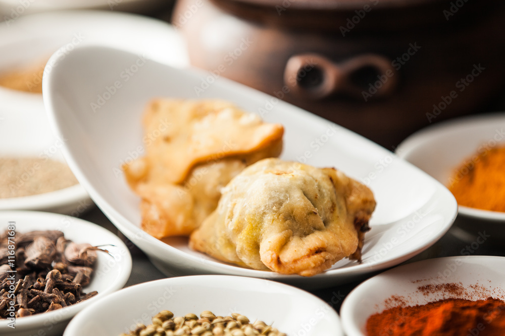 Samosa on the plate Samosa on the plate
