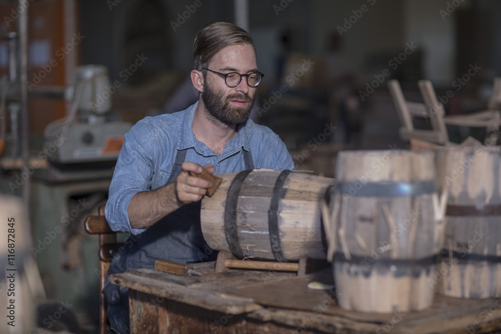 South Africa, Cape Town, cooperage, cooper making wine barrel South Africa, Cape Town, cooperage, cooper making wine barrel