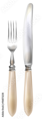Cutlery. Realistic knife and fork.