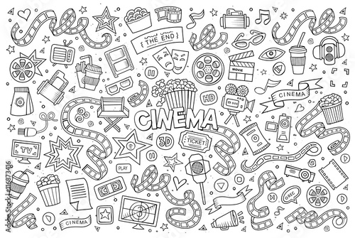 Cinema  movie  film doodles sketchy vector symbols