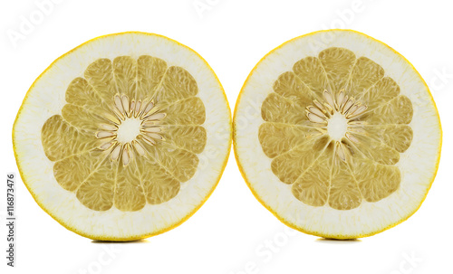 pomelo citrus fruit with half isolated on white background photo