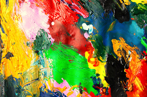 Oil paints multicolored closeup abstract background from above