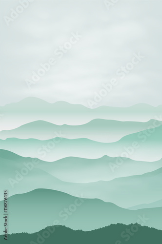 Mountains in the fog. Background.