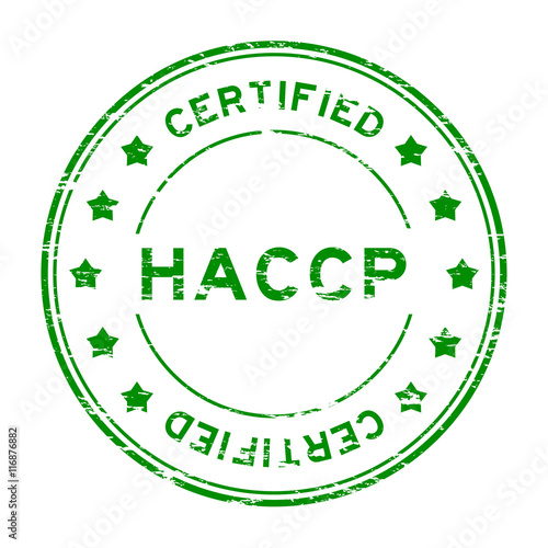 Grunge green HACCP (Hazard Analysis Critical Control Points) cer
