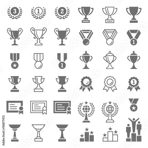 Trophy and awards vector icons set