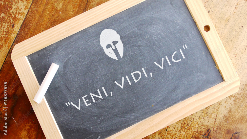 Veni, vidi, vici. A Latin phrase meaning I came, I saw , I