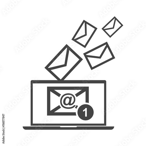 Email message on laptop. Vector illustration in flat style on white background.