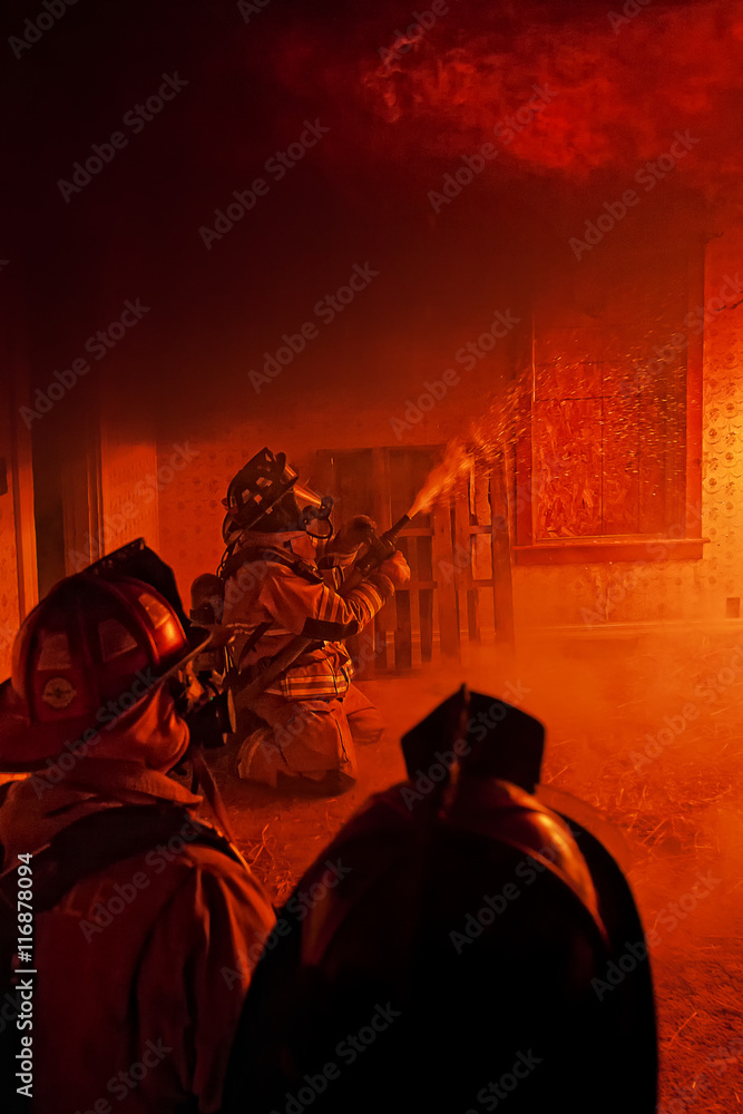 Fototapeta premium Training fire house burn, Springers Woods.