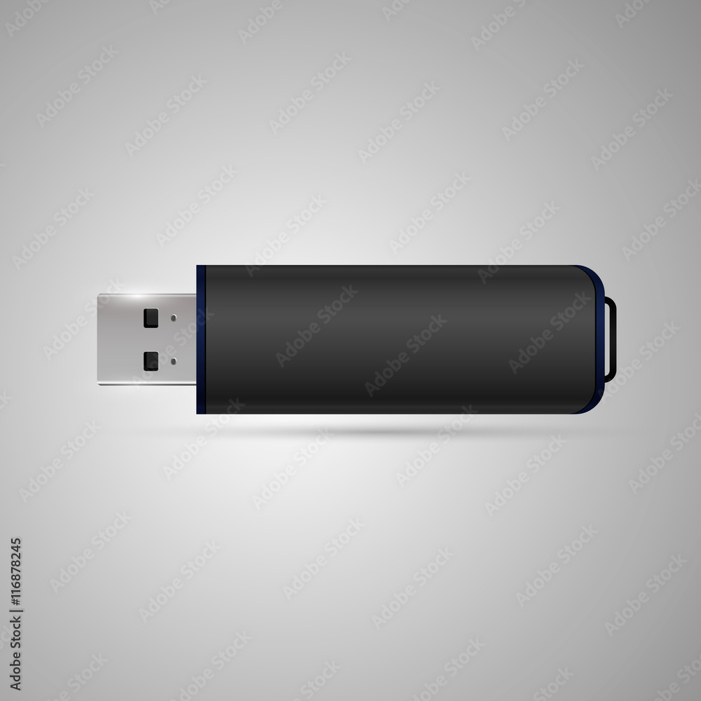 Realistic illustration of USB flash drive icon. Realistic illustration of USB flash drive icon.