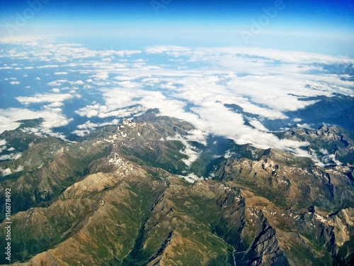 Mountain landscape near Monte Viso, Italy - aerial view