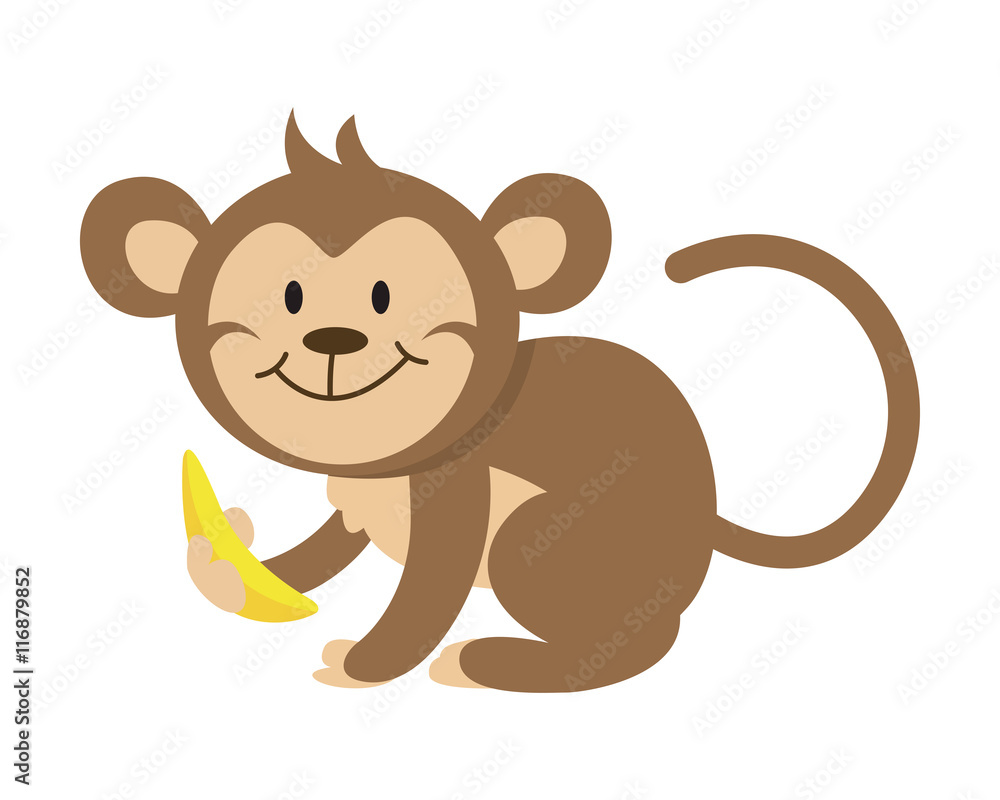 Flat Animal Character Logo - Monkey Flat Animal Character Logo - Monkey