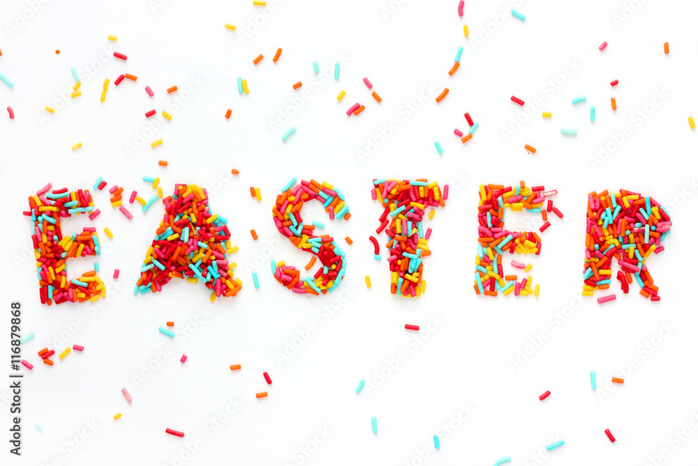 Obraz premium Easter holiday sugar sprinkling background