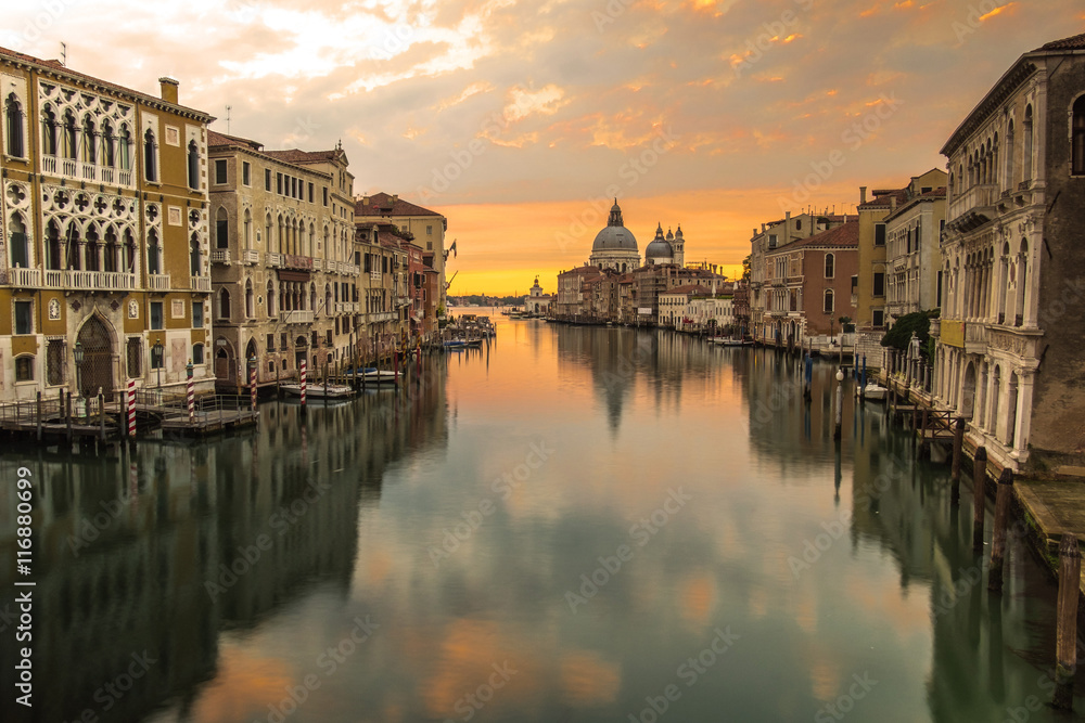 Reflection of Venice city with sunrise view