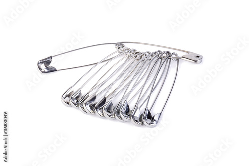 Safety pin isolated on white background