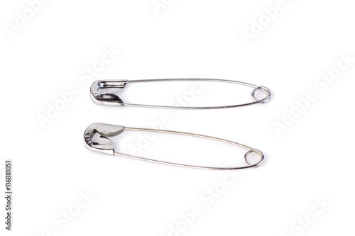 Safety pin isolated on white background