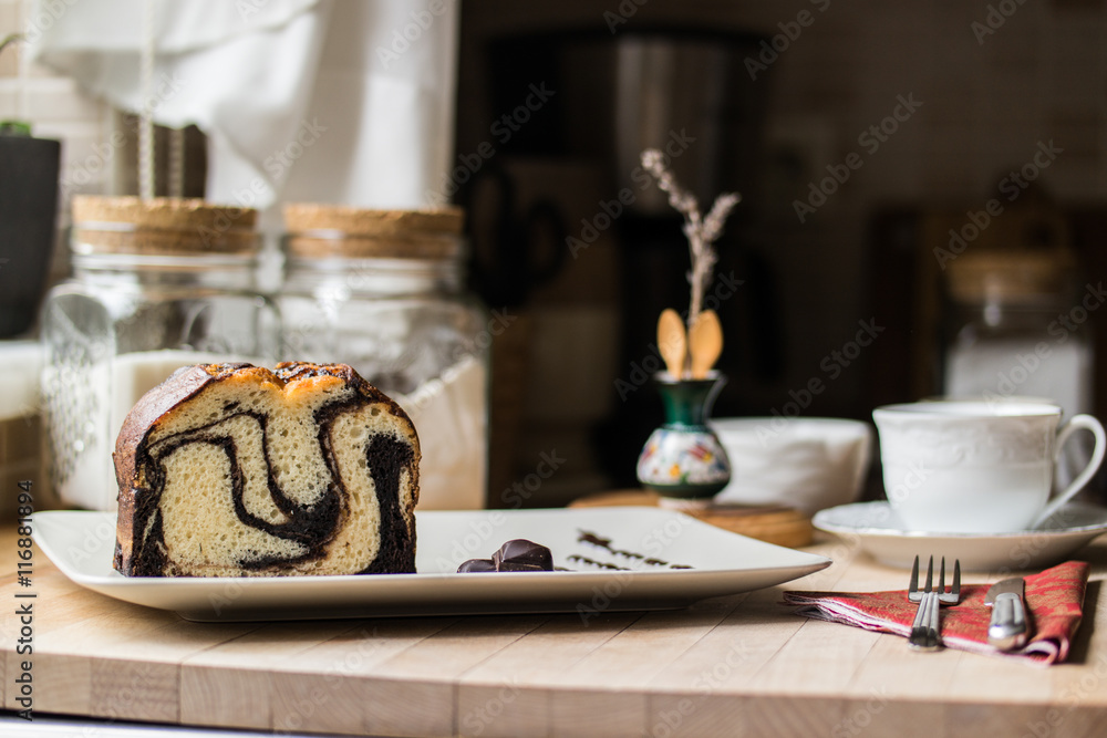 Marble Cake with coffee