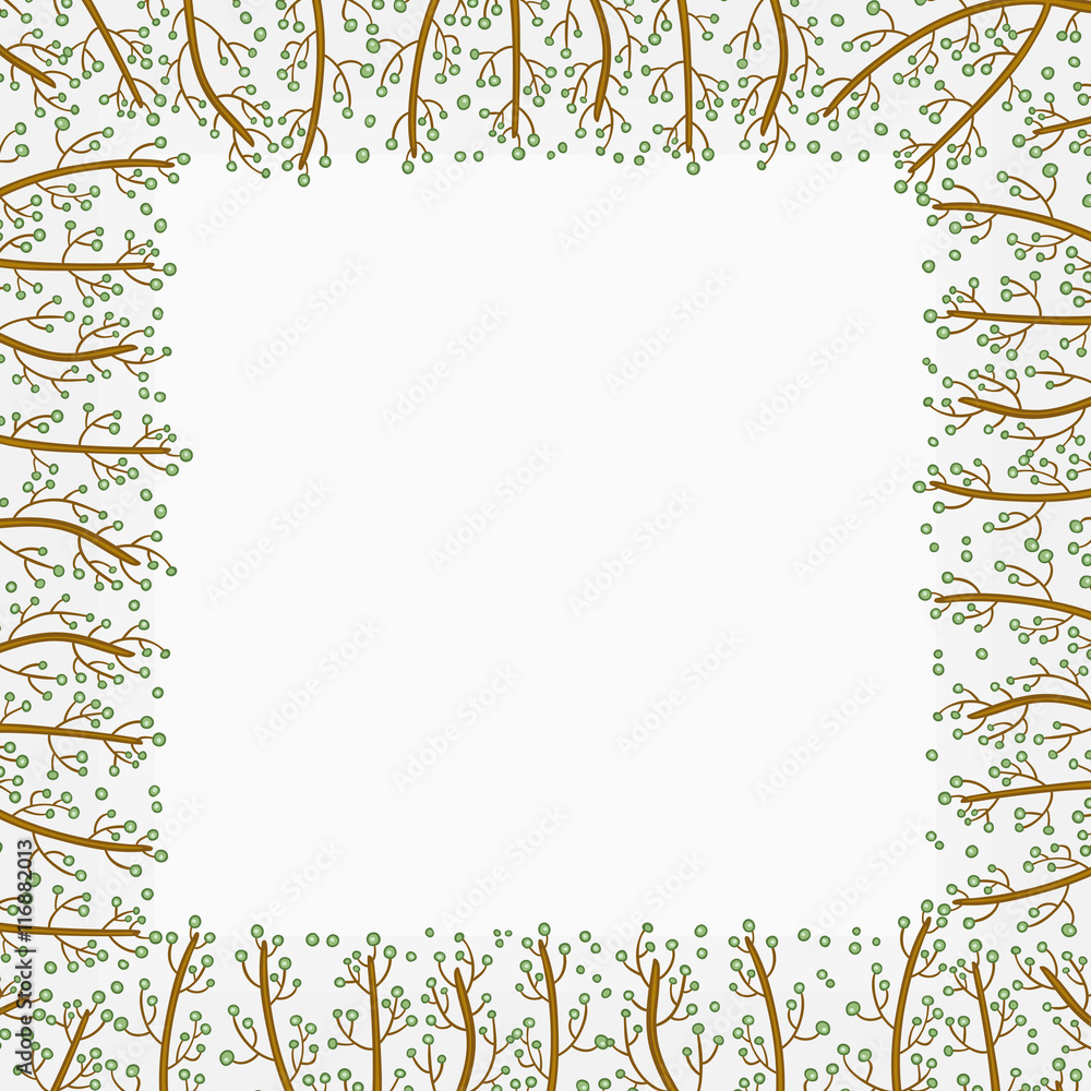 Decorative frame of hand-drawn and painted branches with berries. Vector graphics. Decorative frame of hand-drawn and painted branches with berries. Vector graphics.