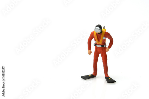 scuba diver on white background