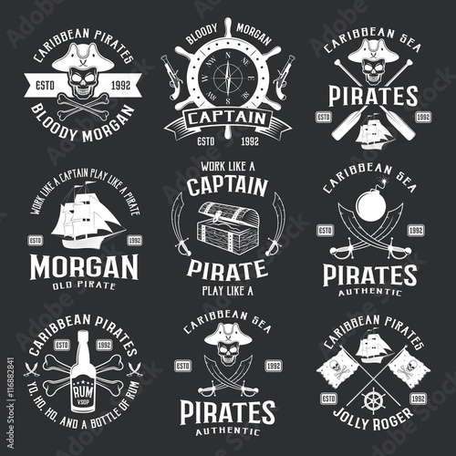 Caribbean Pirates Monochrome Emblems