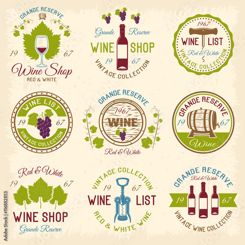 Wine Shop Colored Emblems