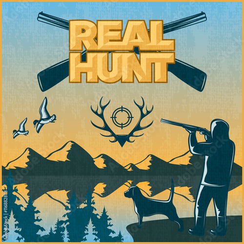 Hunting Colored Poster