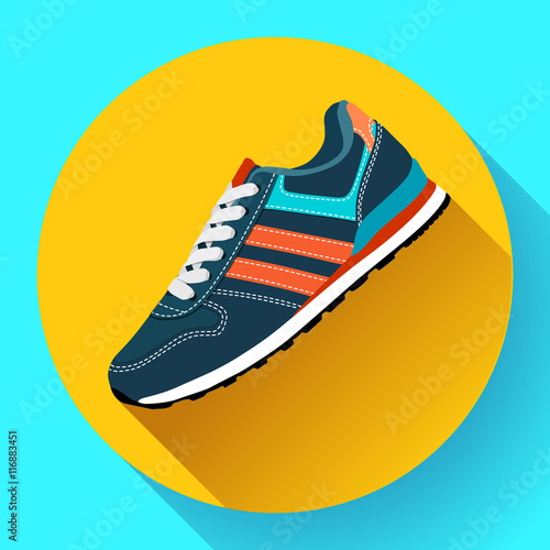 fitness sneakers shoes for training running shoe flat design with long shadow