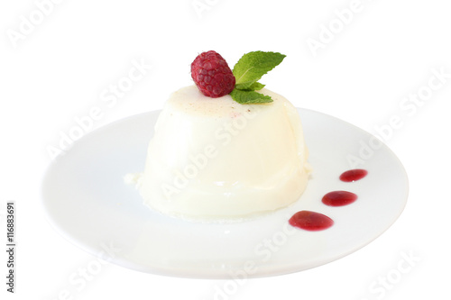 Panna cotta on plate