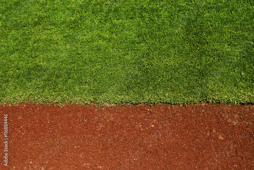 Empty baseball field with grass and copy space.