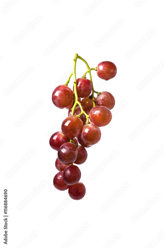 Closeup of red grapes isolated